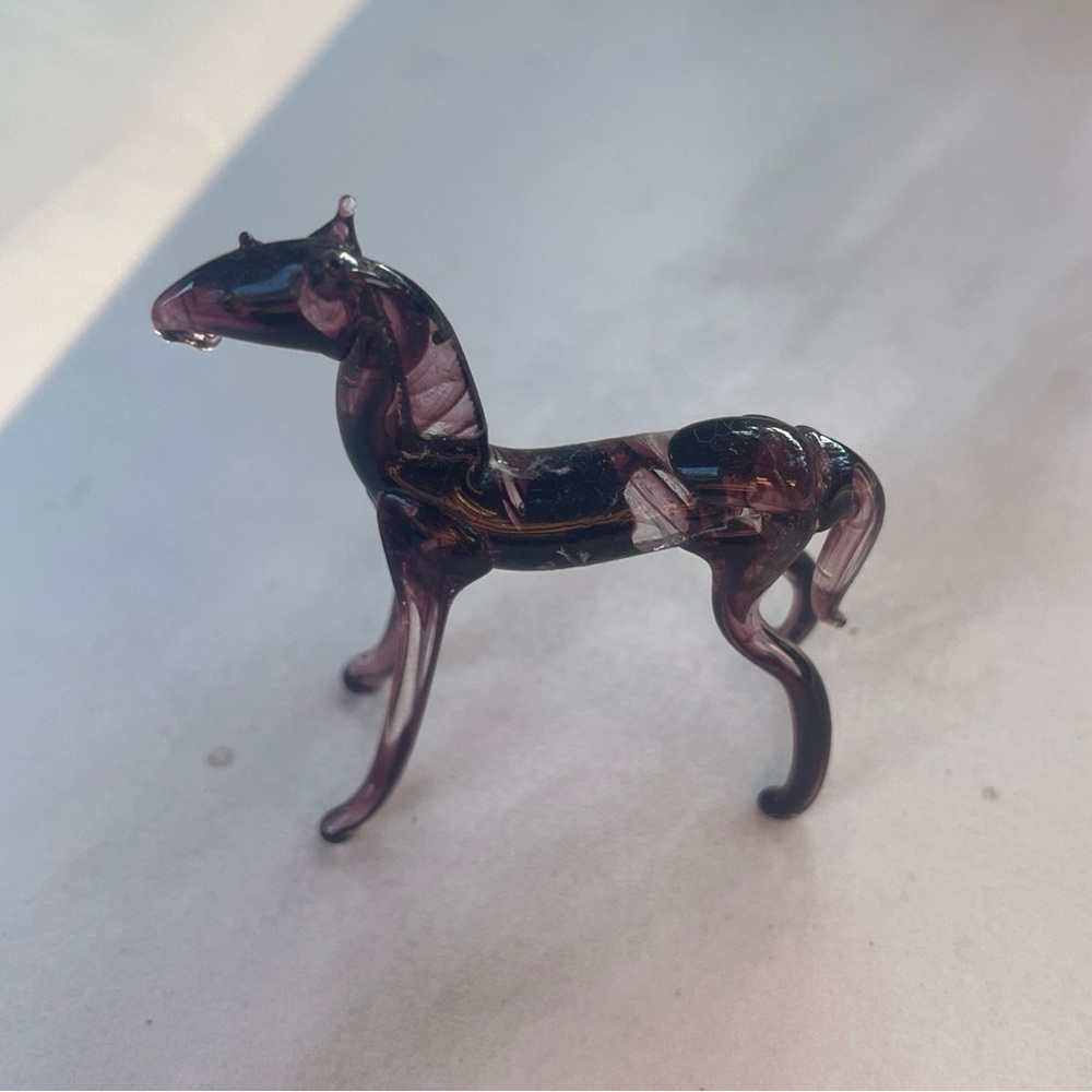 Purple Glass Zebra / Horse Vintage Collectible Glass Animal, c 1960s Murano